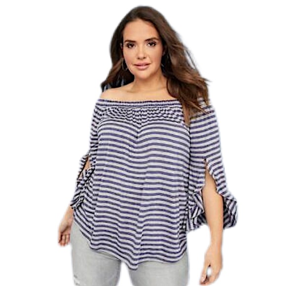 Lane Bryant Tops - Lane Bryant Off the Shoulder Ruffle Sleeve Top